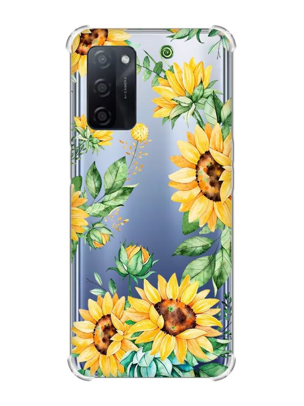 Чохол з потовщеними кутами на Oppo A55 :: Соняхи (принт 288)
