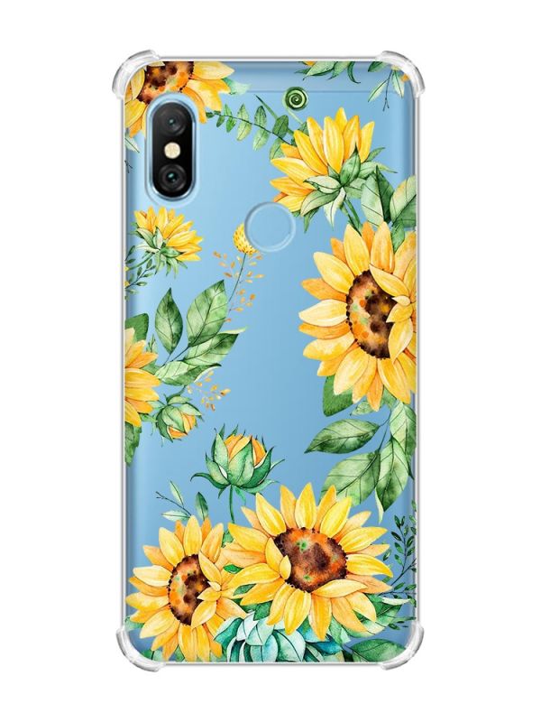 Чохол з потовщеними кутами на Xiaomi Redmi Note 6 Pro :: Соняхи (принт 288)