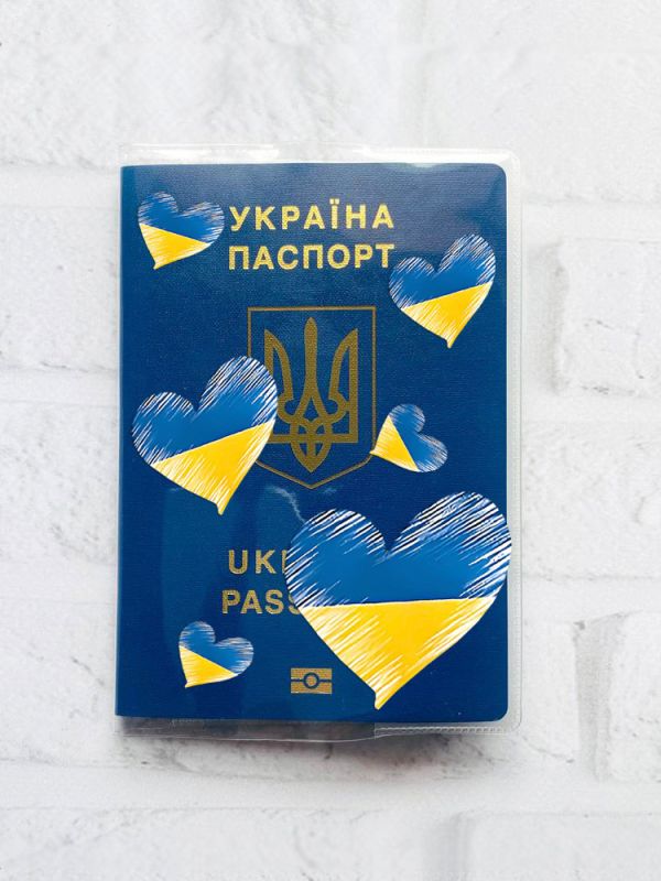 Обкладинка на паспорт книжечку :: Сердечка. Україна (патріотичний принт 258)