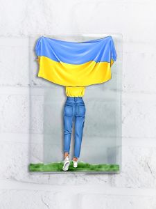 Обкладинка на паспорт книжечку :: Дівчина з прапором (патріотичний принт 263)