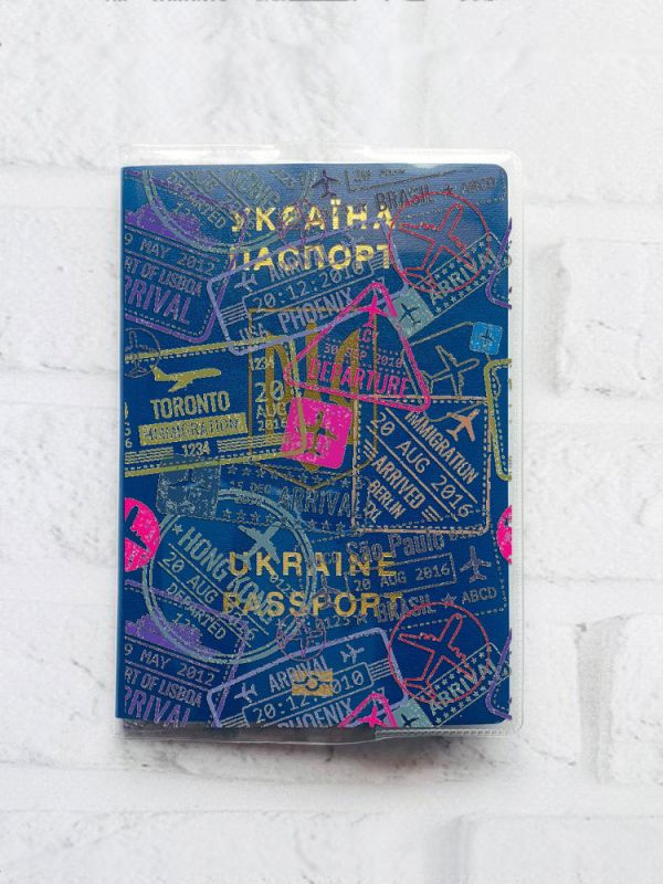 Обкладинка на паспорт книжечку :: Подорожі. Штампи (принт 316)