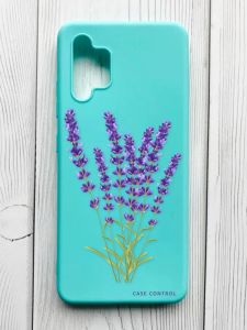 Матовий бірюзовий чохол на Samsung Galaxy A32 :: Лаванда (принт 28)