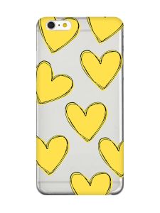 Прозорий чохол на iPhone 6+/6 Plus :: Сердечка жовті (принт 259)