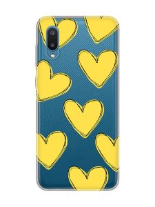Прозорий чохол на Samsung Galaxy A02/A022 (2021) :: Сердечка жовті (принт 259)