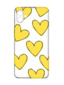 Прозорий чохол на Samsung Galaxy A04e/A042 :: Сердечка жовті (принт 259)