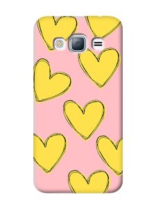 Матовий рожевий чохол на Samsung Galaxy J3 / J310 :: Сердечка жовті (принт 259)