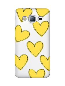 Прозорий чохол на Samsung Galaxy J3 2016 (J310) :: Сердечка жовті (принт 259)