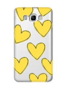 Прозорий чохол на Samsung Galaxy J7(2016) J710 :: Сердечка жовті (принт 259)