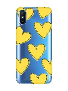 Прозорий чохол на Xiaomi Redmi 9A  :: Сердечка жовті (принт 259)