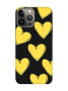 Матовий чорний чохол на Apple iPhone 13 Pro :: Сердечка жовті (принт 259)
