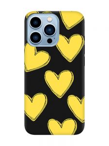 Матовий чорний чохол на Apple iPhone 13 Pro Max :: Сердечка жовті (принт 259)