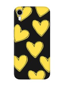 Матовий чорний чохол на Apple iPhone XR :: Сердечка жовті (принт 259)
