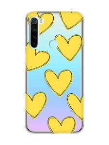Прозорий чохол на Xiaomi Redmi Note 8  :: Сердечка жовті (принт 259)