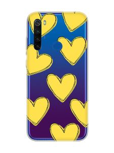 Прозорий чохол на Xiaomi Redmi Note 8T :: Сердечка жовті (принт 259)