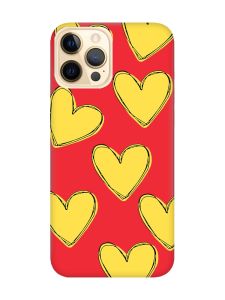 Матовий червоний чохол на Apple iPhone 12 Pro Max :: Сердечка жовті (принт 259)