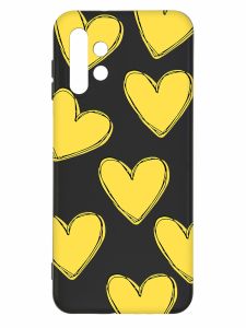 Матовий чорний чохол на Samsung Galaxy A13 4G :: Сердечка жовті (принт 259)