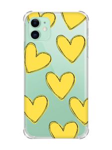 Чохол з потовщеними кутами на Apple iPhone 11 (6.1) :: Сердечка жовті (принт 259)