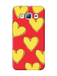 Матовий червоний чохол на Samsung Galaxy J3 / J310 :: Сердечка жовті (принт 259)