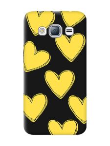 Матовий чорний чохол на Samsung Galaxy J3 / J310 :: Сердечка жовті (принт 259)