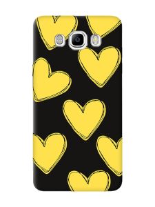 Матовий чорний чохол на Samsung Galaxy J7(2016) J710 :: Сердечка жовті (принт 259)