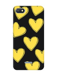 Матовий чорний чохол на Xiaomi Redmi 6A :: Сердечка жовті (принт 259)