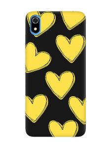 Матовий чорний чохол на Xiaomi Redmi 7A :: Сердечка жовті (принт 259)