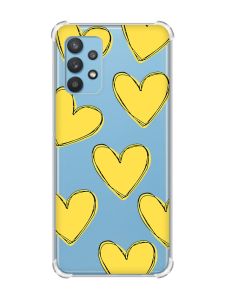 Чохол з потовщеними кутами на Samsung Galaxy A32 :: Сердечка жовті (принт 259)