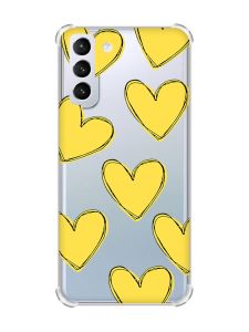 Чохол з потовщеними кутами на Samsung Galaxy S21 (G991) :: Сердечка жовті (принт 259)