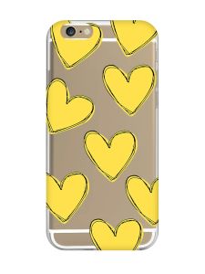 Прозорий чохол на iPhone 6/6s :: Сердечка жовті (принт 259)