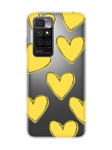 Прозорий чохол для Xiaomi Redmi 10 :: Сердечка жовті (принт 259)