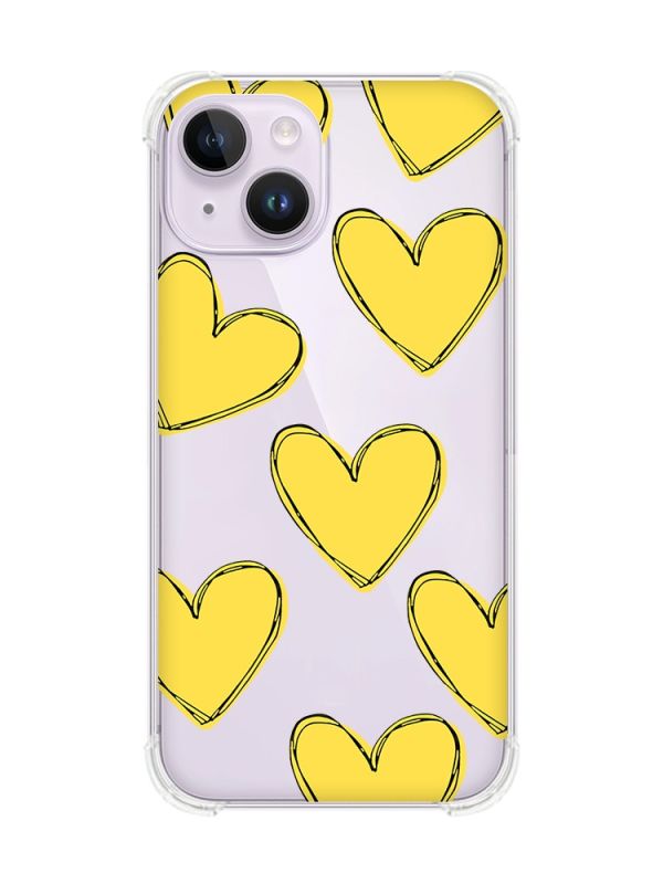 Чохол із потовщеними кутами на iPhone 14 :: Сердечка жовті (принт 259)