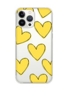 Чохол із потовщеними кутами на iPhone 14 Pro Max :: Сердечка жовті (принт 259)