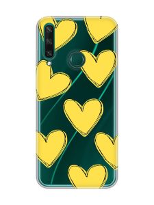 Прозорий чохол на Huawei Y6p :: Сердечка жовті (принт 259)