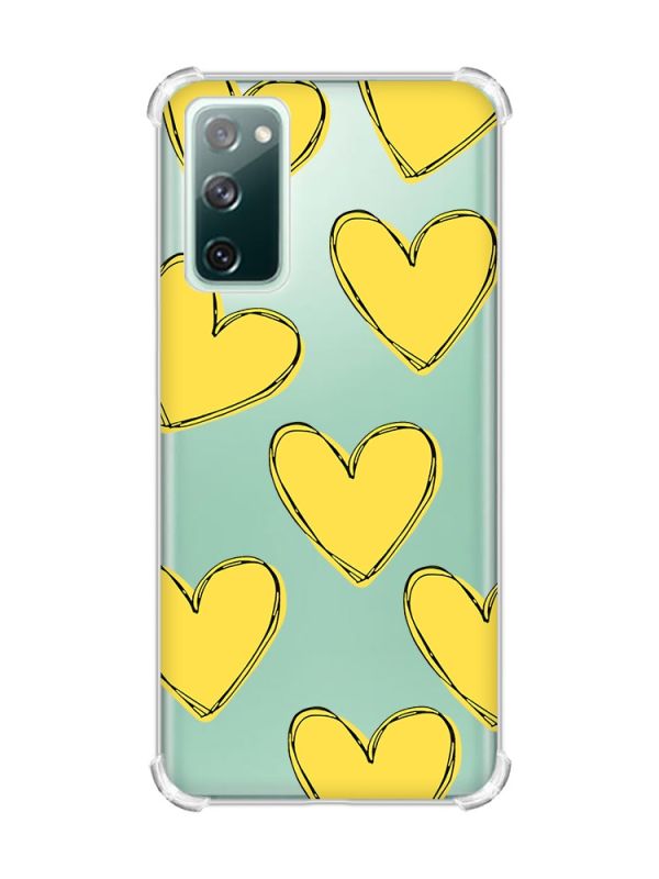 Чохол з потовщеними кутами на Galaxy S20 FE :: Сердечка жовті (принт 259)