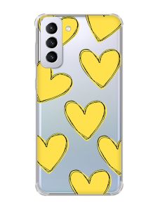 Чохол з потовщеними кутами на Samsung Galaxy S21 Plus :: Сердечка жовті (принт 259)
