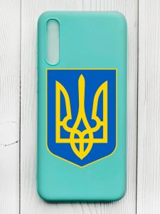 Матовий бірюзовий чохол на Samsung Galaxy А50 (2019) А505F :: Тризуб Україна (принт 256)