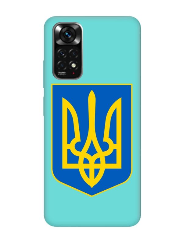 Матовий бірюзовий чохол на Xiaomi Redmi Note 11 :: Тризуб Україна (принт 256)
