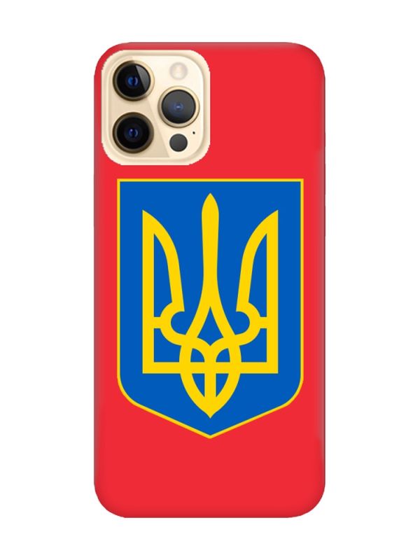 Матовий червоний чохол на Apple iPhone 12 Pro Max :: Тризуб Україна (принт 256)