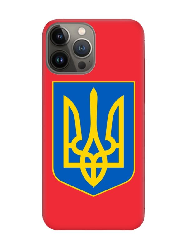 Матовий червоний чохол на Apple iPhone 13 Pro :: Тризуб Україна (принт 256)
