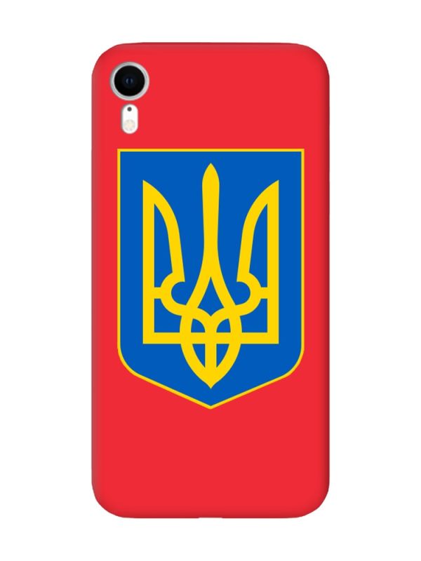 Матовий червоний чохол на Apple iPhone XR :: Тризуб Україна (принт 256)