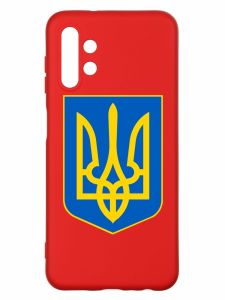 Матовий червоний чохол на Samsung A13 4G :: Тризуб Україна (принт 256)