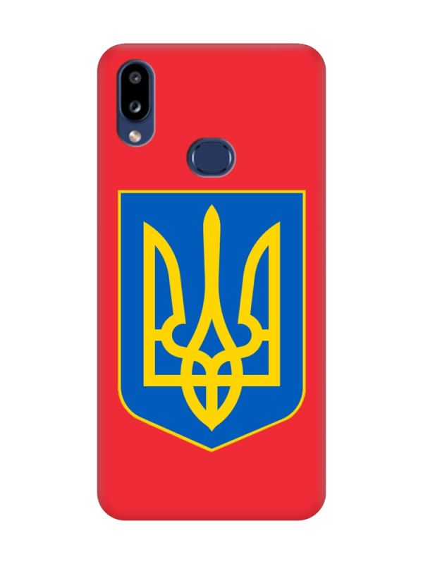 Матовий червоний чохол на Samsung Galaxy A10s (A107) :: Тризуб Україна (принт 256)