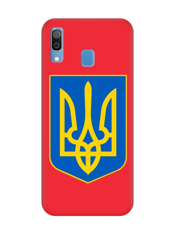 Матовий червоний чохол на Samsung Galaxy A30 (2019) / A20 (2019) :: Тризуб Україна (принт 256)