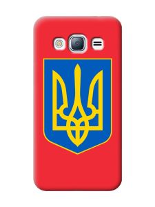 Матовий червоний чохол на Samsung Galaxy J3 / J310 :: Тризуб Україна (принт 256)