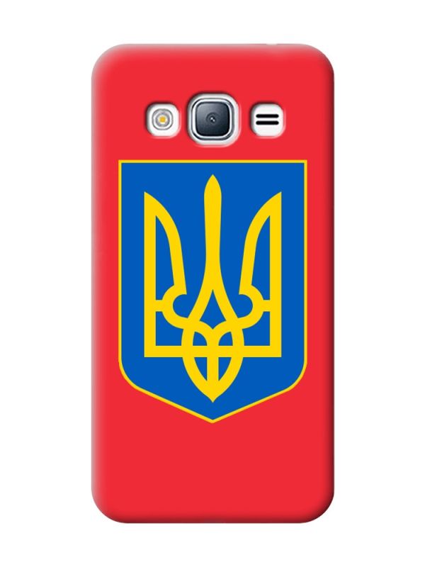 Матовий червоний чохол на Samsung Galaxy J3 / J310 :: Тризуб Україна (принт 256)