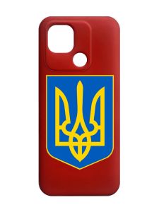 Матовий червоний чохол на Xiaomi Redmi 10C :: Тризуб Україна (принт 256)