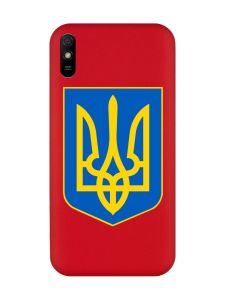 Матовий червоний чохол на Xiaomi Redmi 9A :: Тризуб Україна (принт 256)