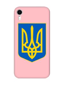 Матовий рожевий чохол на Apple iPhone XR :: Тризуб Україна (принт 256)
