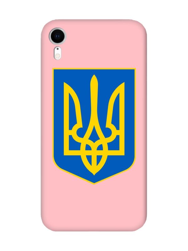 Матовий рожевий чохол на Apple iPhone XR :: Тризуб Україна (принт 256)