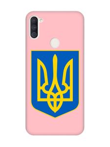 Матовий рожевий чохол на Samsung Galaxy A11 :: Тризуб Україна (принт 256)